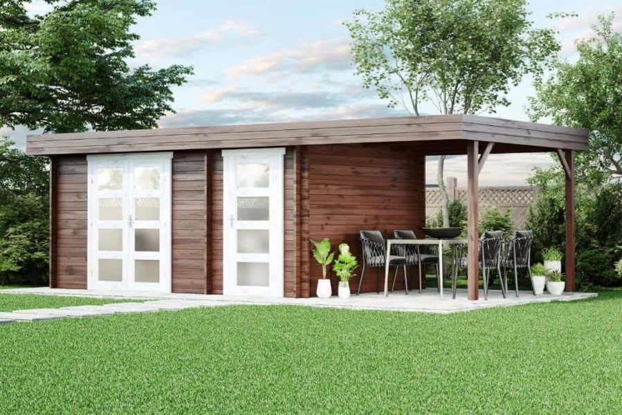 Tuinhuis modern-e met een trapendak