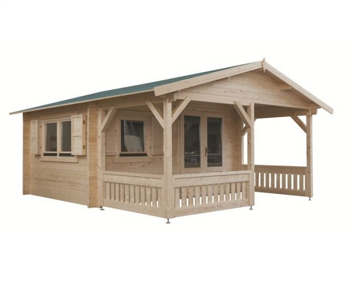 Blokhut 440x440 cm + luifel 300 cm