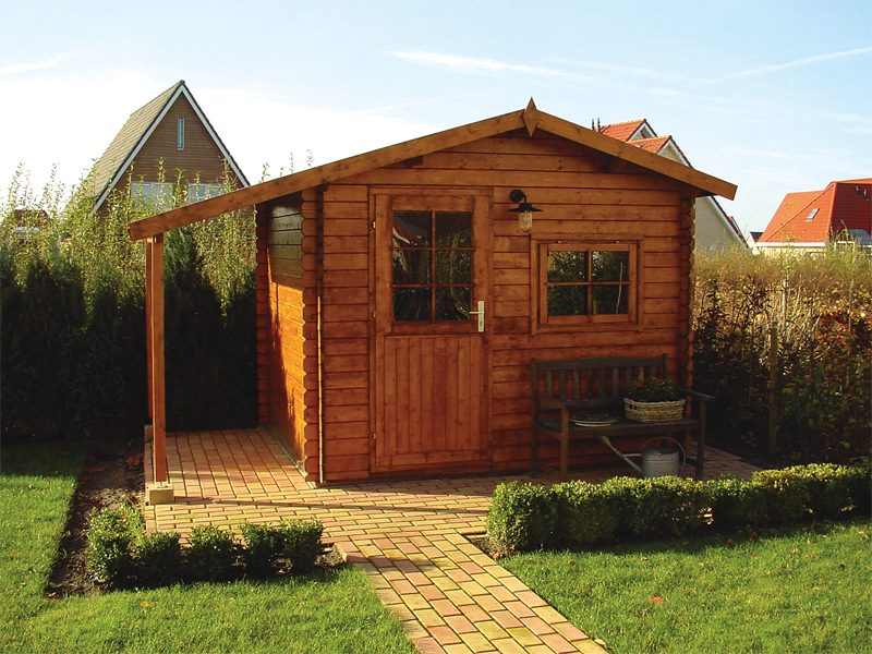 Blokhut Lars 300x260 cm + zijluifel 120 cm - geïmpregneerd