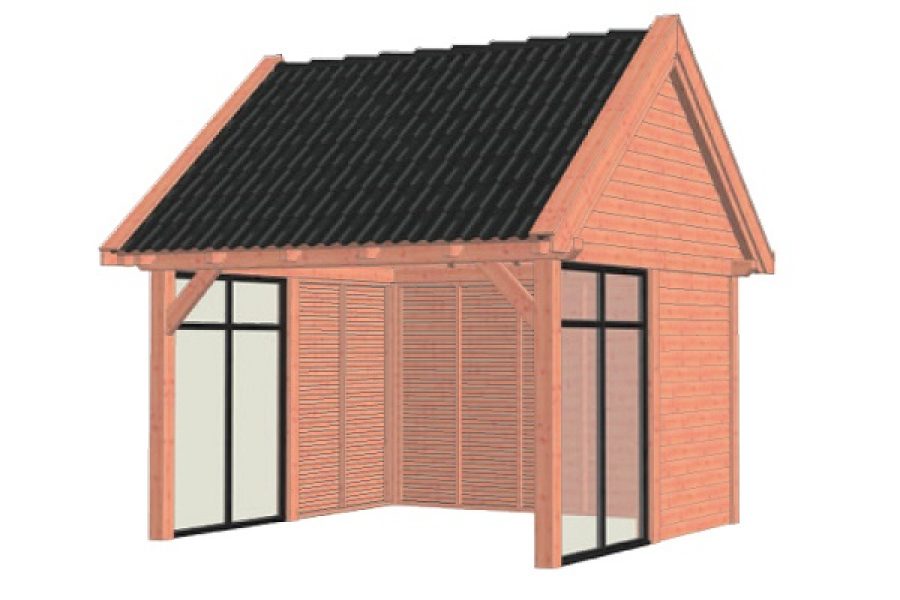 Buitenverblijf Zadeldak XL 415x440 cm - Combinatie 1