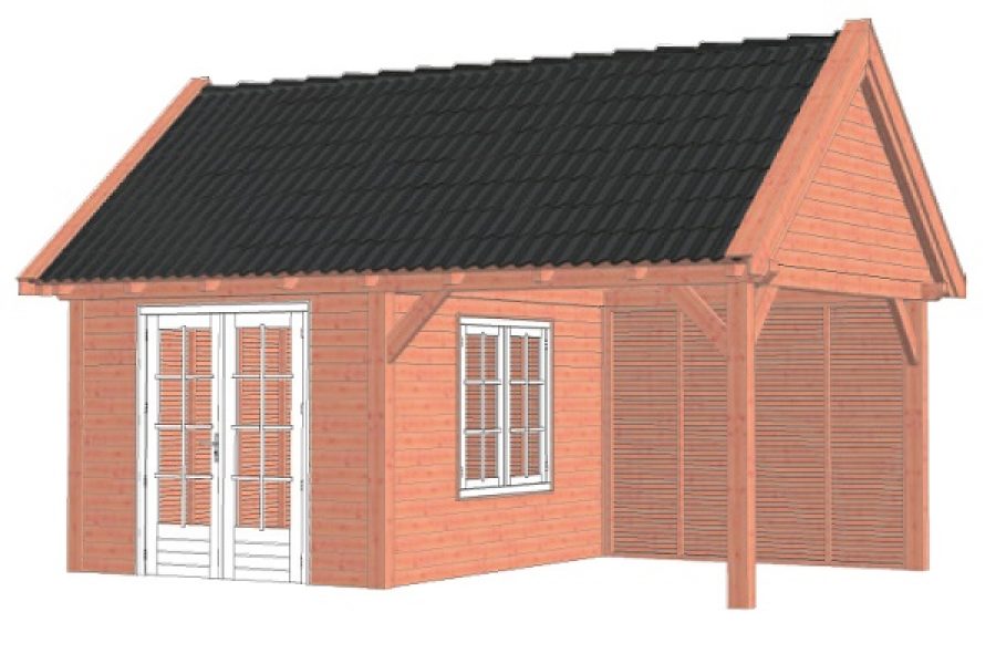 Buitenverblijf Zadeldak XL 635x440 cm - Combinatie 1