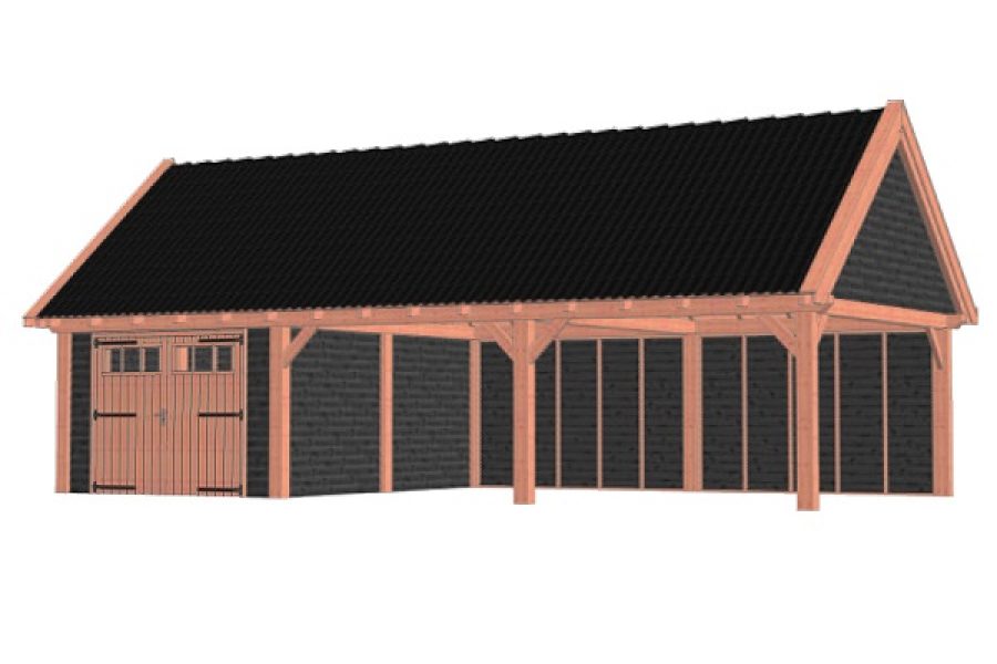 Buitenverblijf Zadeldak XXL 1145x595 cm - Combinatie 1