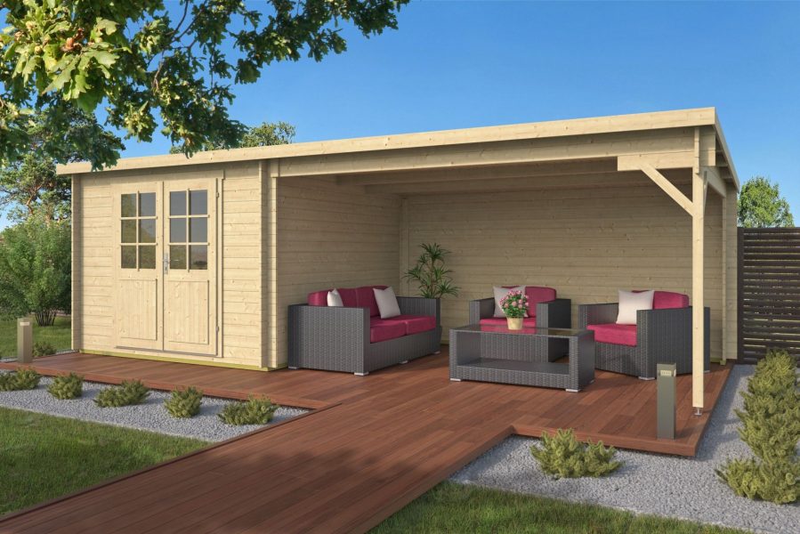 Blokhut Charlotta 300x300cm + luifel 400 cm