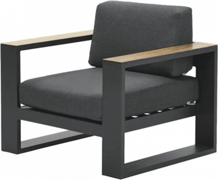 Cube lounge fauteuil c. bl/ reflex black/ teak look