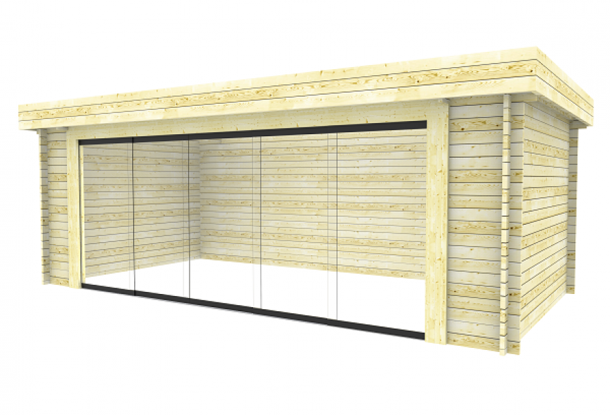 Buitenverblijf G6634 667x340 cm 40 mm inclusief glaswanden - geïmpregneerd