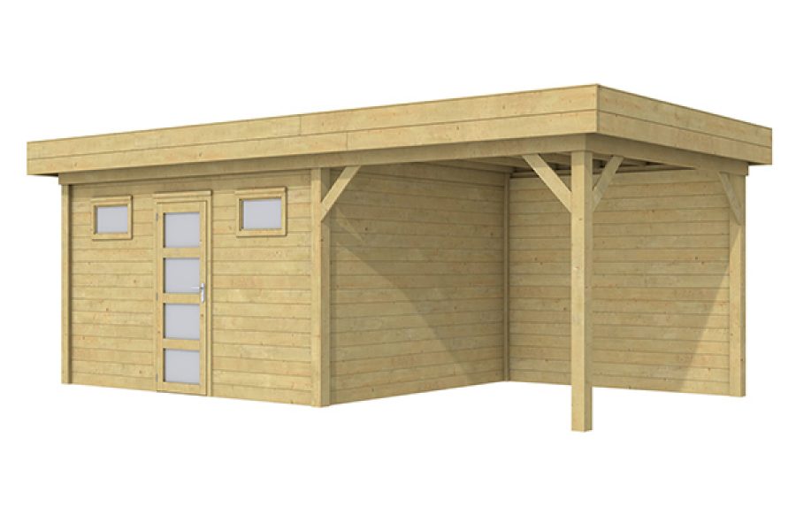 Blokhut Kievit 400x300 cm + luifel 400 cm - geïmpregneerd