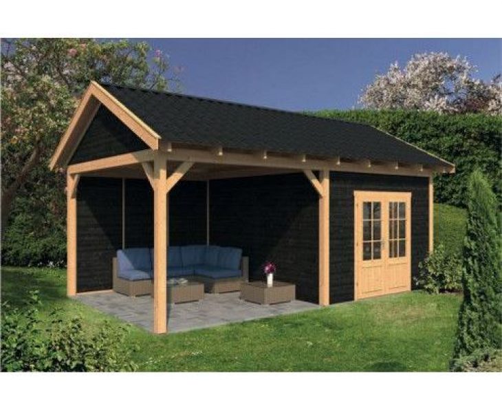 Lariks/Douglas Overkapping Hamar XL type 3 zwart 678x445cm