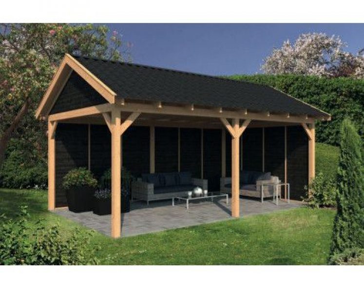 Lariks/Douglas Overkapping Hamar XL type 2 zwart 678x445cm