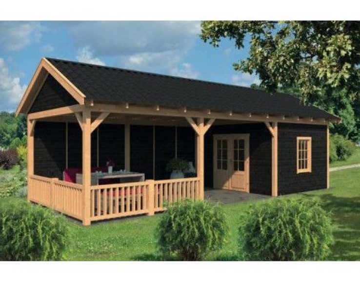 Lariks/Douglas Overkapping Hamar XL type 7 zwart 990x445cm