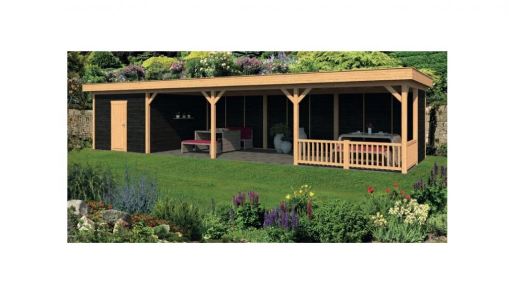 Lariks/Douglas Overkapping Oslo XL type 10 zwart 1303x430 cm