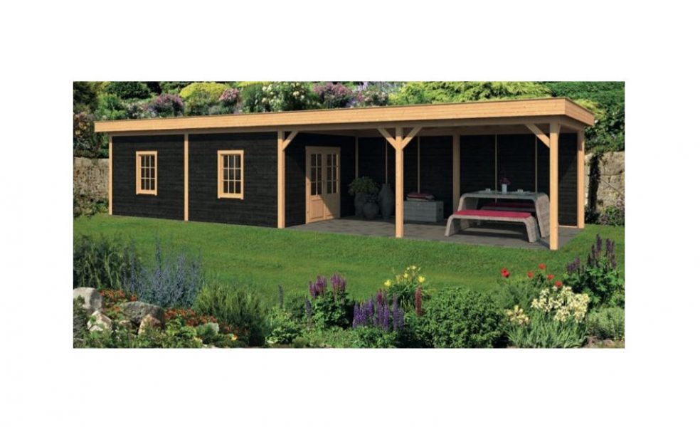 Lariks/Douglas Overkapping Oslo XL type 11 zwart 1303x430 cm