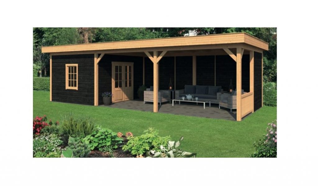 Lariks/Douglas Overkapping Oslo XL type 8 zwart 990x430 cm