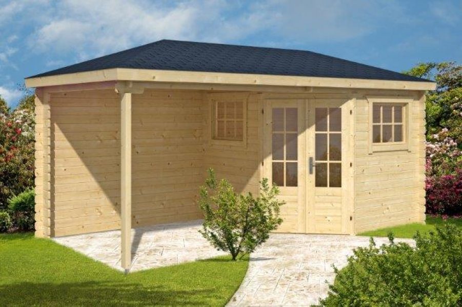 Blokhut Rianne 250x250 cm + zijluifel 250 cm - geïmpregneerd