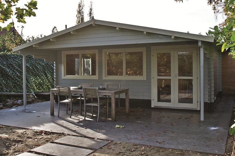 Blokhut Torsten 595x400 cm + luifel 200 cm - geïmpregneerd