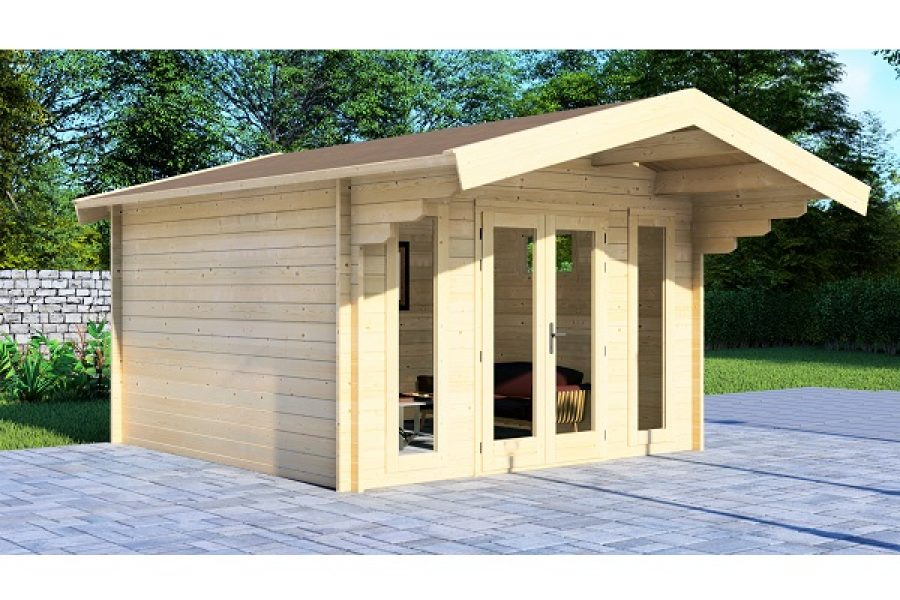 Blokhut Winterberg 380x380 cm + luifel 150 cm - Groen geïmpregneerd